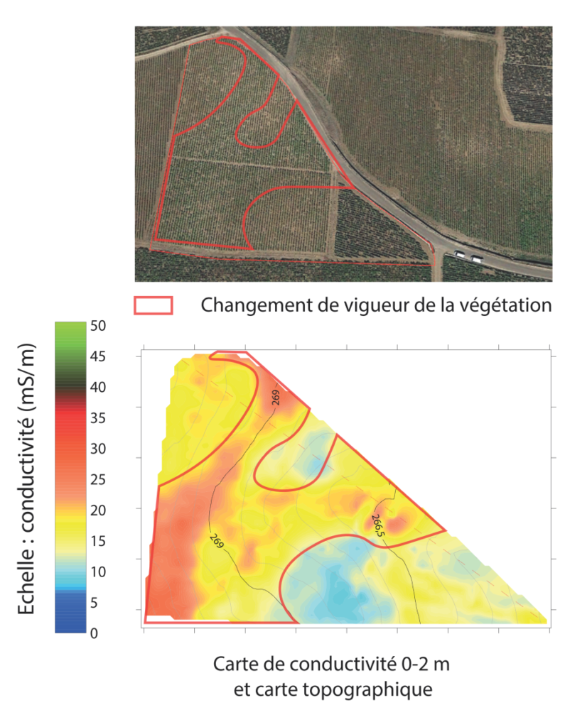 Exemple d'analyse de viticulture par conductivité et topographie
